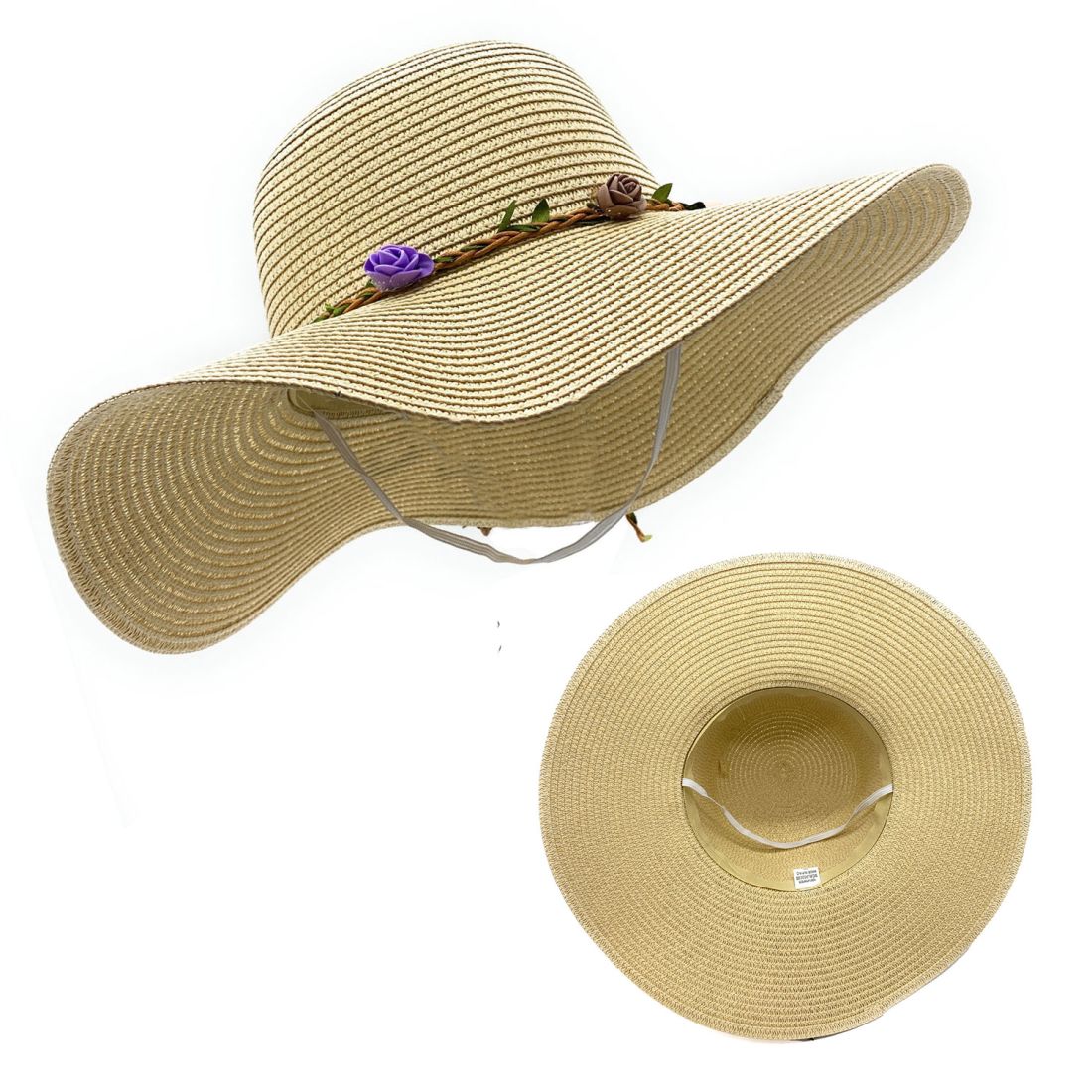 Empire Cove Womens Wide Brim Straw Hat Floppy Sun Hat Panama Fedora Summer-Flower Pink-