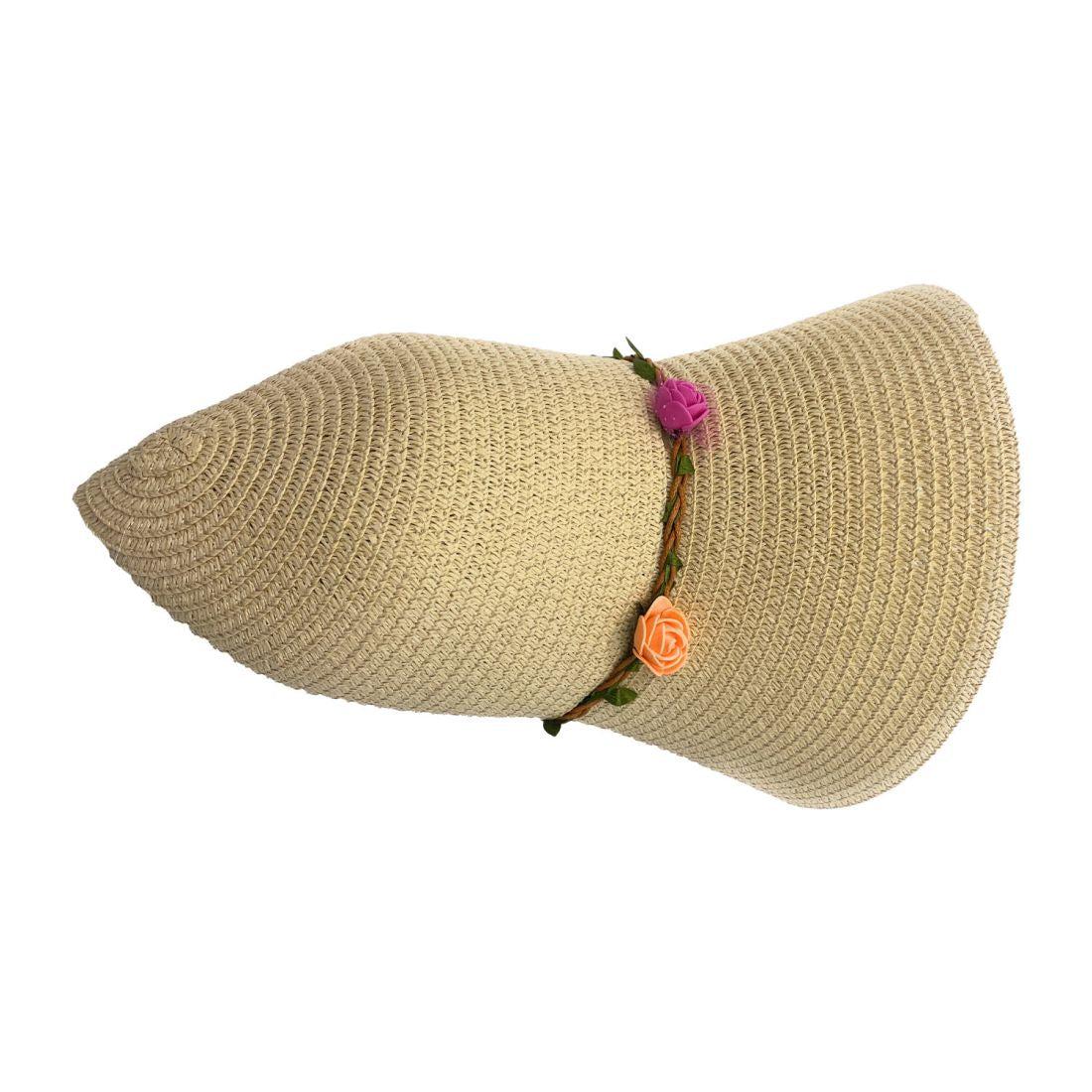 Empire Cove Womens Wide Brim Straw Hat Floppy Sun Hat Panama Fedora Summer-Flower Pink-