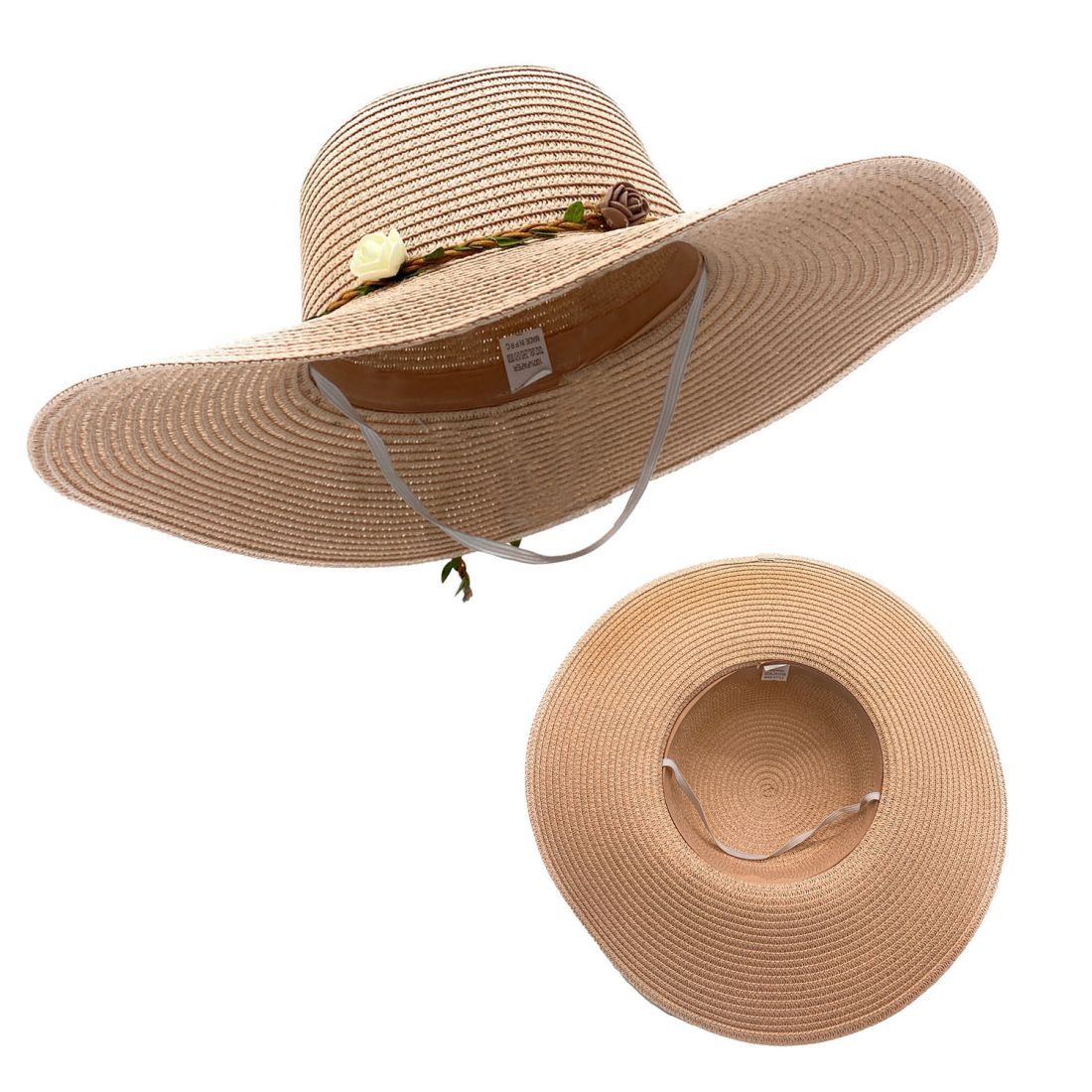 Empire Cove Womens Wide Brim Straw Hat Floppy Sun Hat Panama Fedora Summer-Flower Pink-