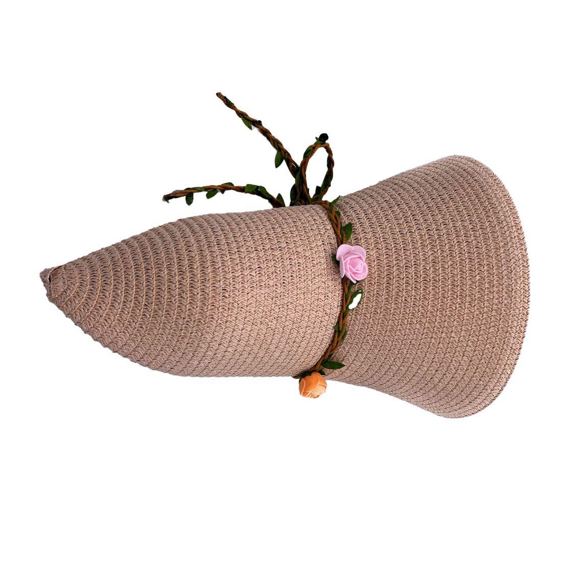 Empire Cove Womens Wide Brim Straw Hat Floppy Sun Hat Panama Fedora Summer-Flower Pink-