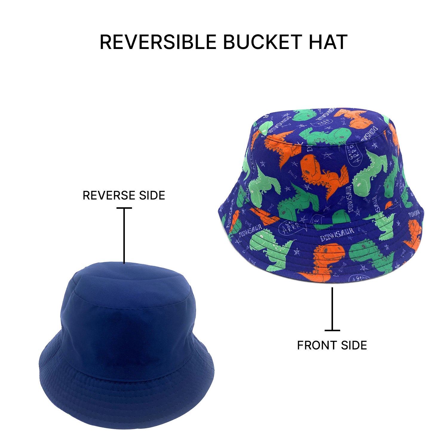 Empire Cove Kids Fun Prints Bucket Hat Fisherman Cap Girls Boys Summer Beach-Dinosaur Blue-