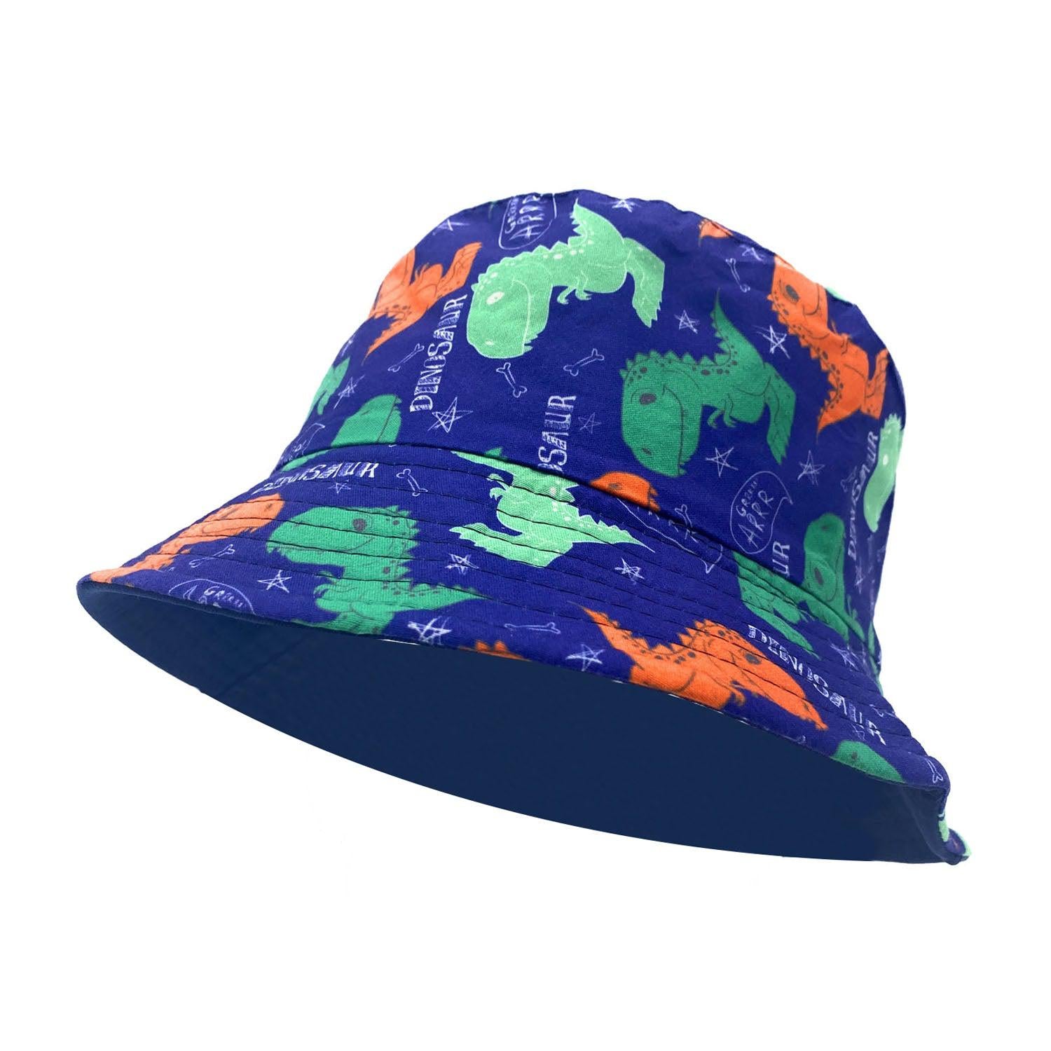 Empire Cove Kids Fun Prints Bucket Hat Fisherman Cap Girls Boys Summer Beach-Dinosaur Blue-