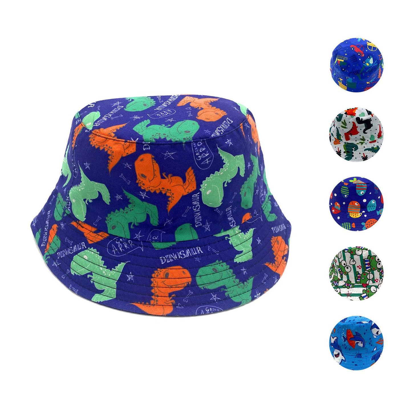 Empire Cove Kids Fun Prints Bucket Hat Fisherman Cap Girls Boys Summer Beach-Dinosaur Blue-