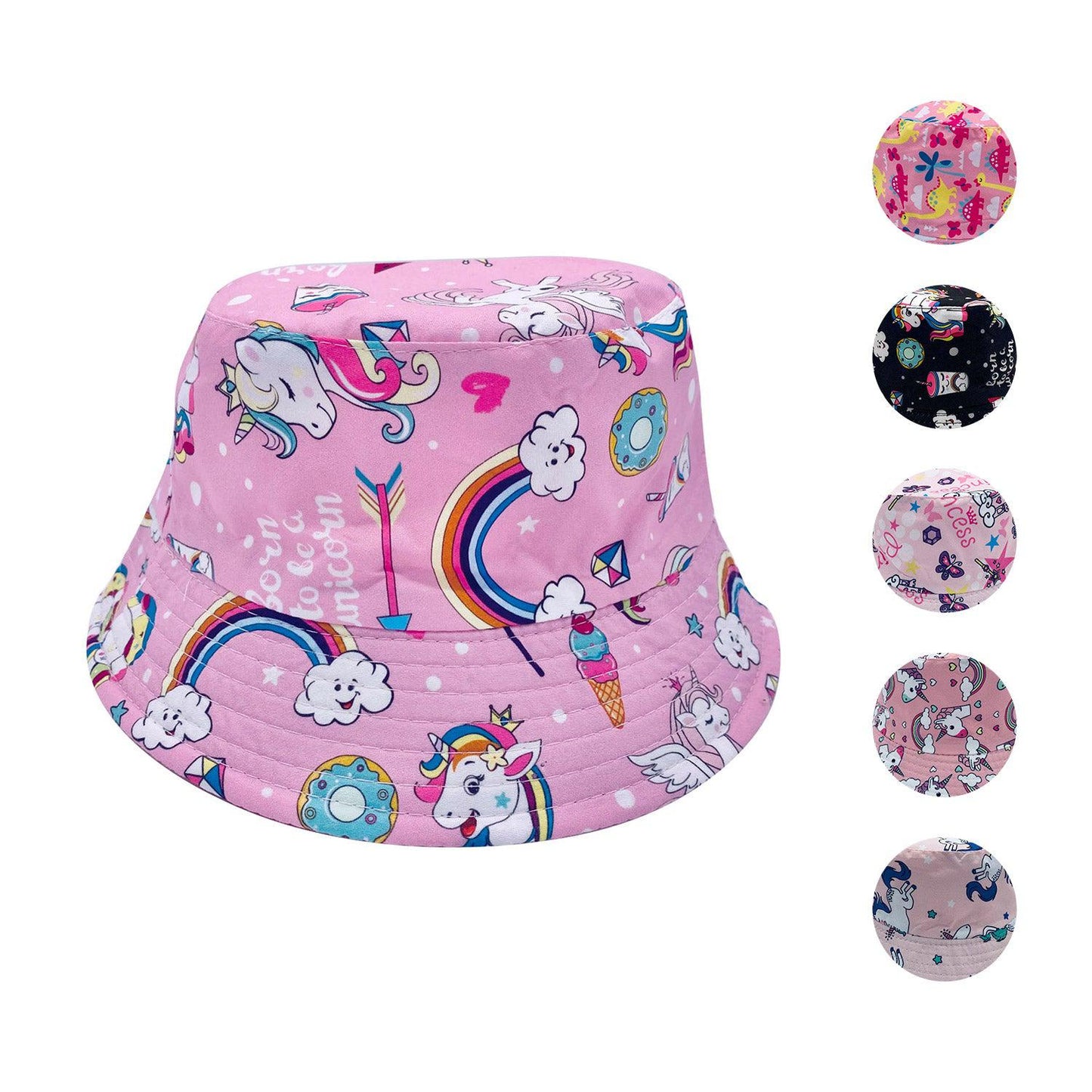 Empire Cove Kids Unicorns Bucket Hat Reversible Fisherman Cap Girls Summer Beach-Unicorn Pink-