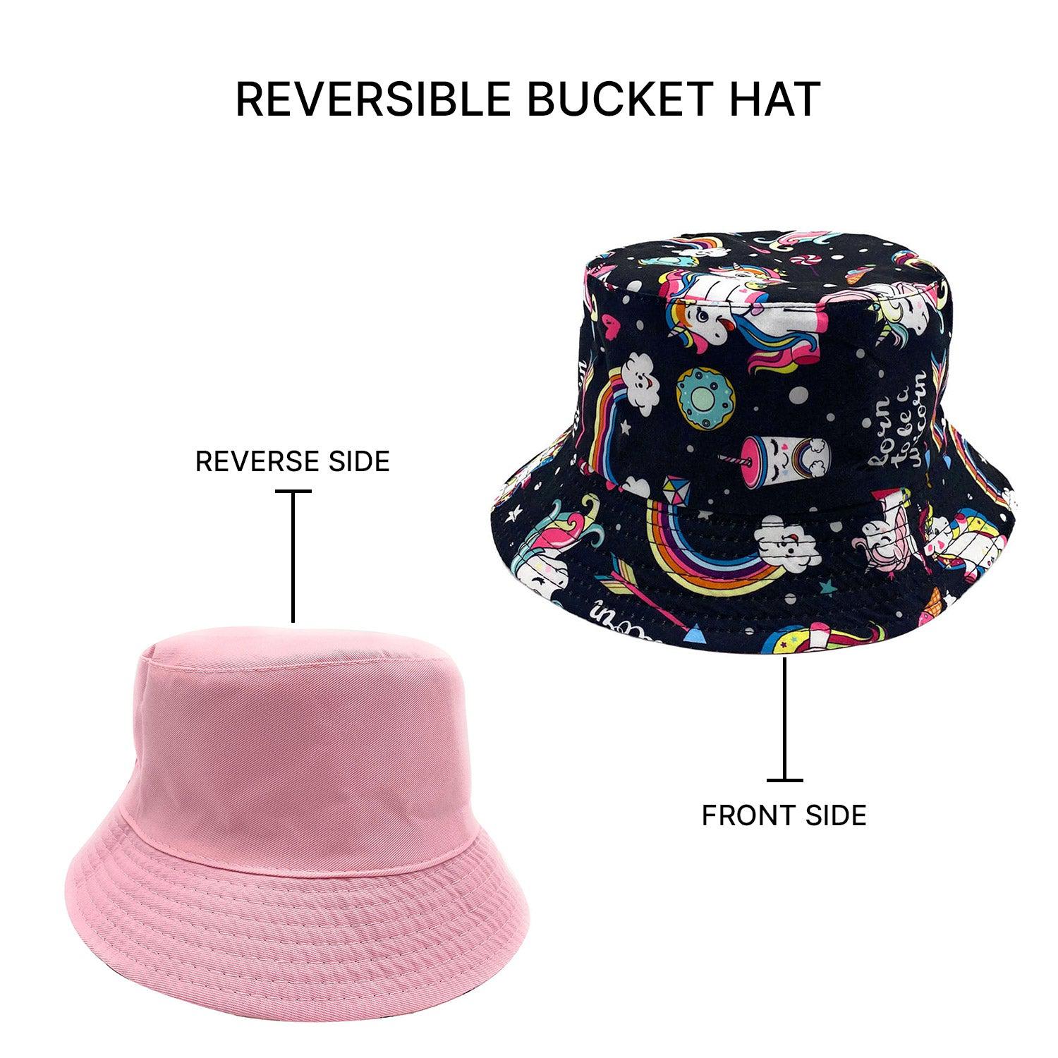 Empire Cove Kids Unicorns Bucket Hat Reversible Fisherman Cap Girls Summer Beach-Unicorn Pink-
