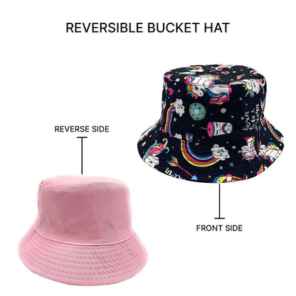 Empire Cove Kids Unicorns Bucket Hat Reversible Fisherman Cap Girls Summer Beach-Unicorn Pink-