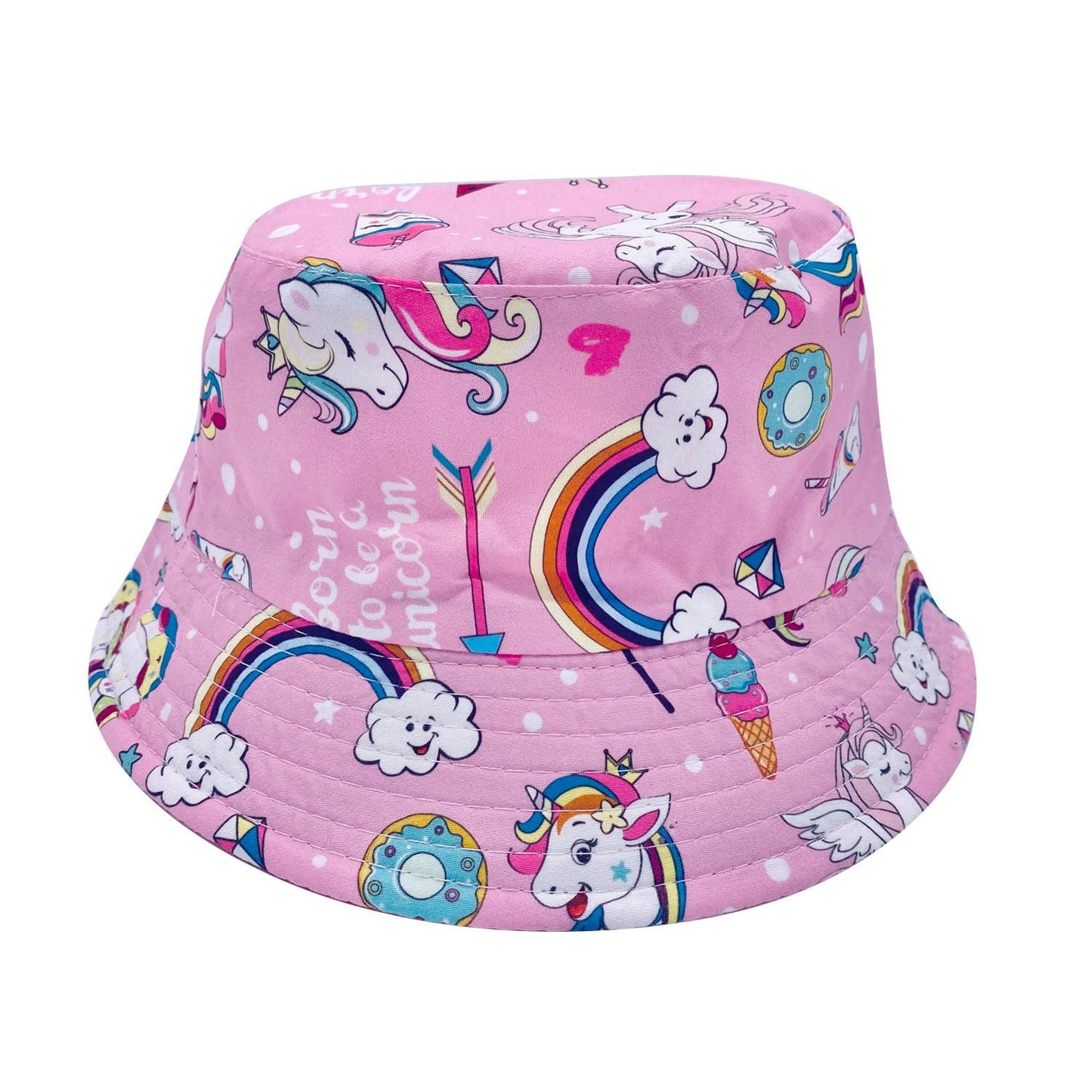 Empire Cove Kids Unicorns Bucket Hat Reversible Fisherman Cap Girls Summer Beach-Unicorn Pink-