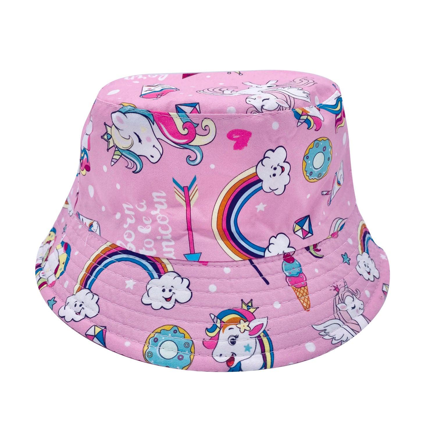 Empire Cove Kids Unicorns Bucket Hat Reversible Fisherman Cap Girls Summer Beach-Unicorn Pink-