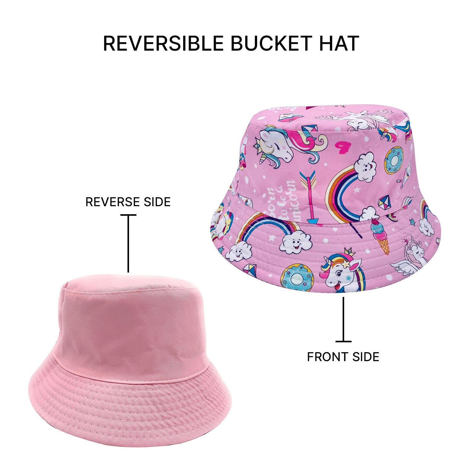 Empire Cove Kids Unicorns Bucket Hat Reversible Fisherman Cap Girls Summer Beach-Unicorn Pink-