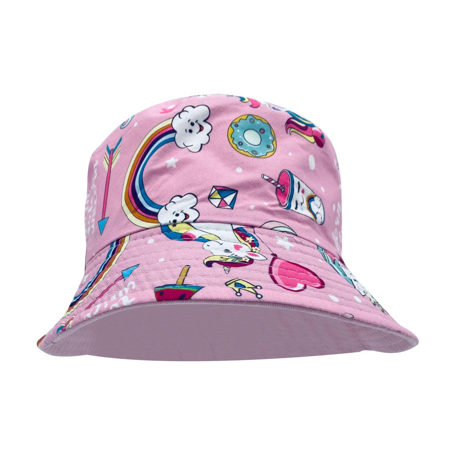 Empire Cove Kids Unicorns Bucket Hat Reversible Fisherman Cap Girls Summer Beach-Unicorn Pink-