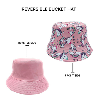 Empire Cove Kids Unicorns Bucket Hat Reversible Fisherman Cap Girls Summer Beach-Unicorn Pink-