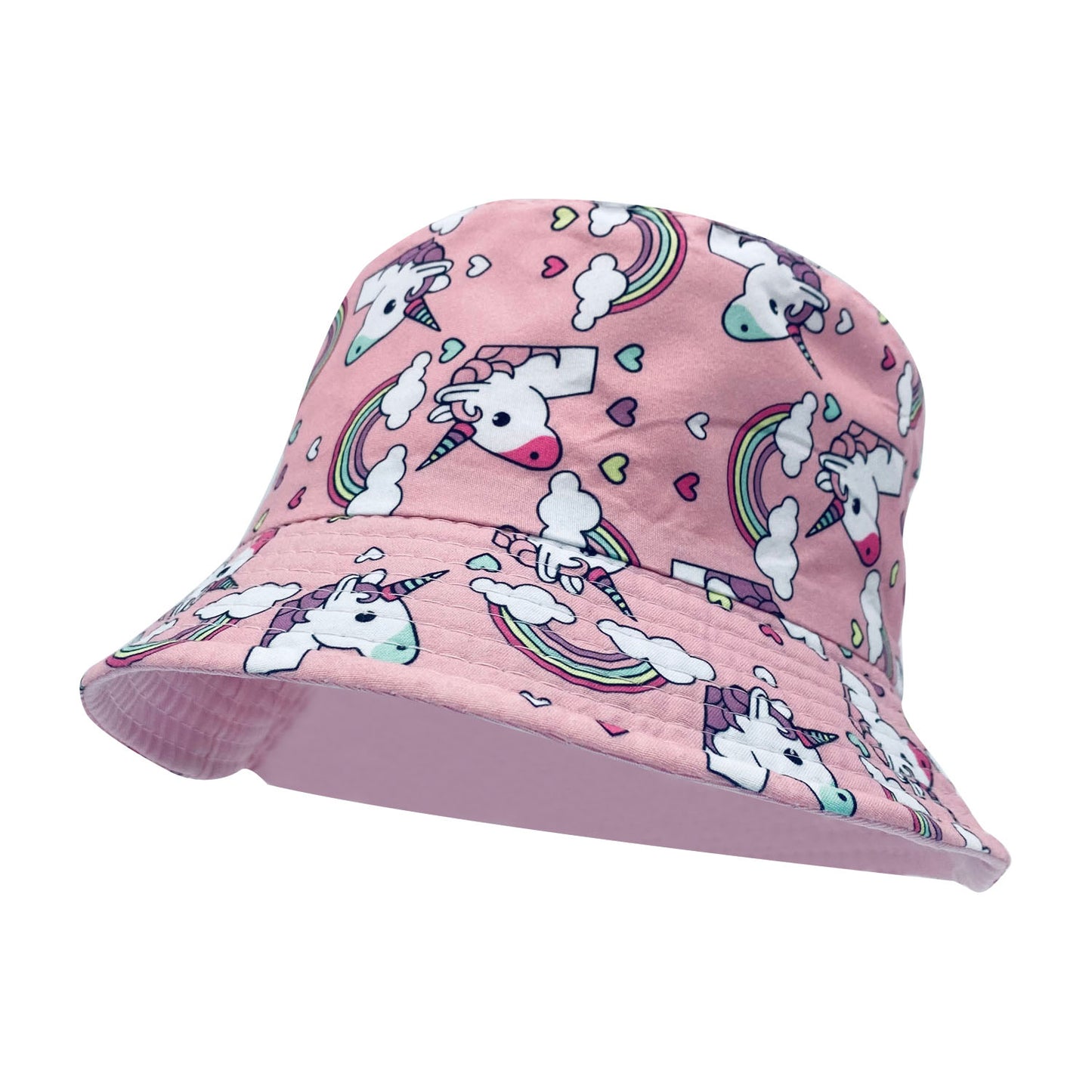 Empire Cove Kids Unicorns Bucket Hat Reversible Fisherman Cap Girls Summer Beach-Unicorn Pink-