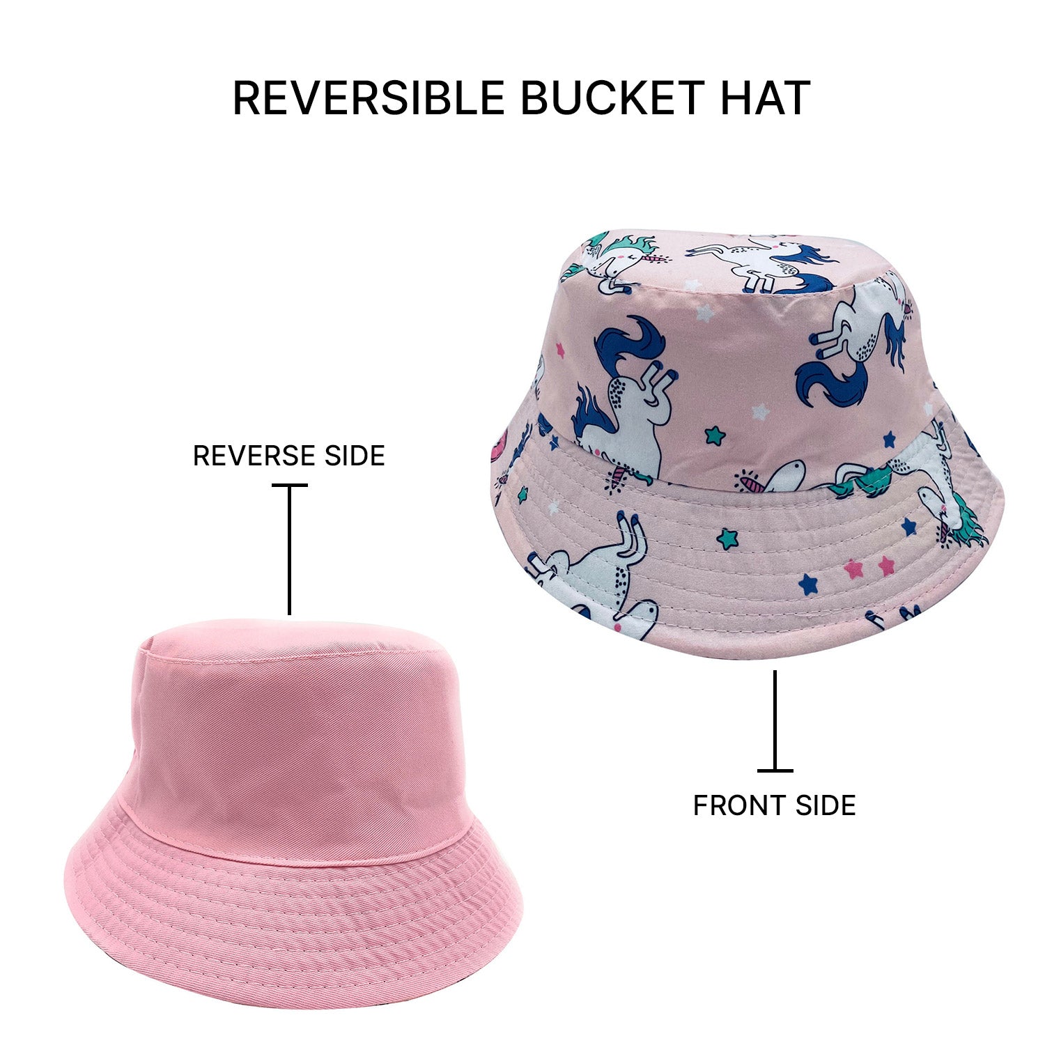 Empire Cove Kids Unicorns Bucket Hat Reversible Fisherman Cap Girls Summer Beach-Unicorn Pink-