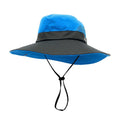 Empire Cove Womens Wide Sun Hat Ponytail Summer Sports Bucket Cap UV Protection-Blue-