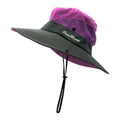 Empire Cove Womens Wide Sun Hat Ponytail Summer Sports Bucket Cap UV Protection-Purple-