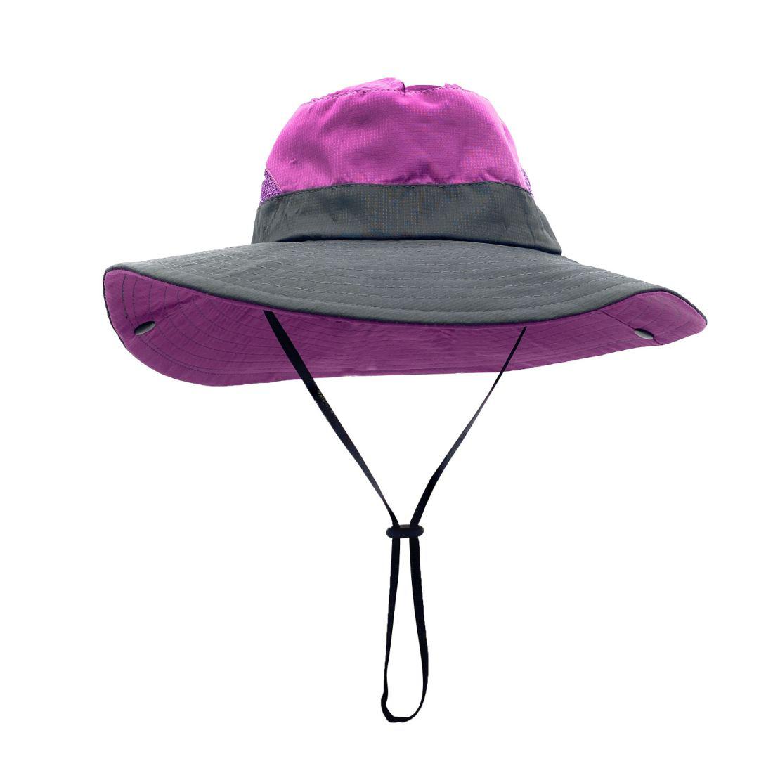 Empire Cove Womens Wide Sun Hat Ponytail Summer Sports Bucket Cap UV Protection-Blue-