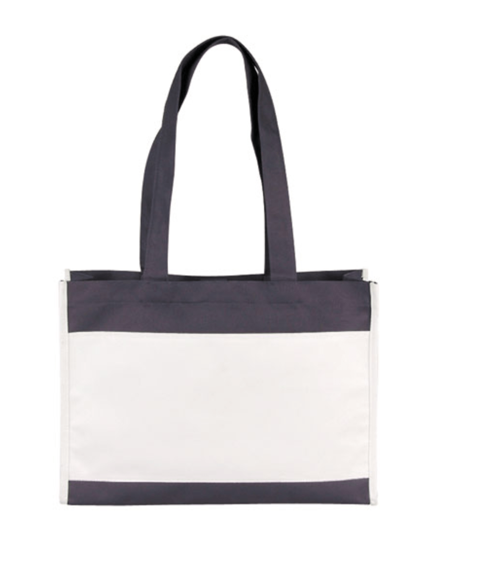 Reusable Grocery Shopping Tote Bags With Wide Gusset Travel Gym Sports Carry-On-Black/White-