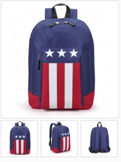 USA Flag Patriotic Backpack Book Bag School Travel Carry-On Adjustable Straps-