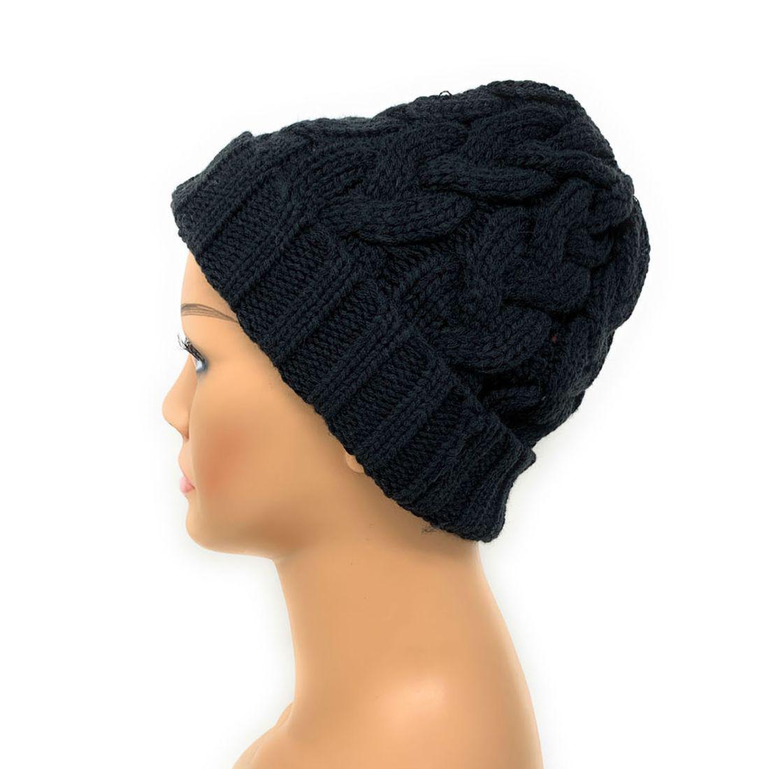 Empire Cove Womens Mens Unisex Winter Warm Solid Cable Knit Cuff Beanie-Black-
