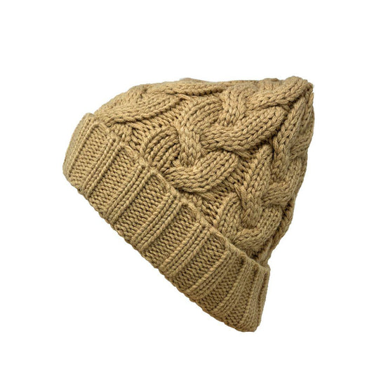 Empire Cove Womens Mens Unisex Winter Warm Solid Cable Knit Cuff Beanie-Khaki-