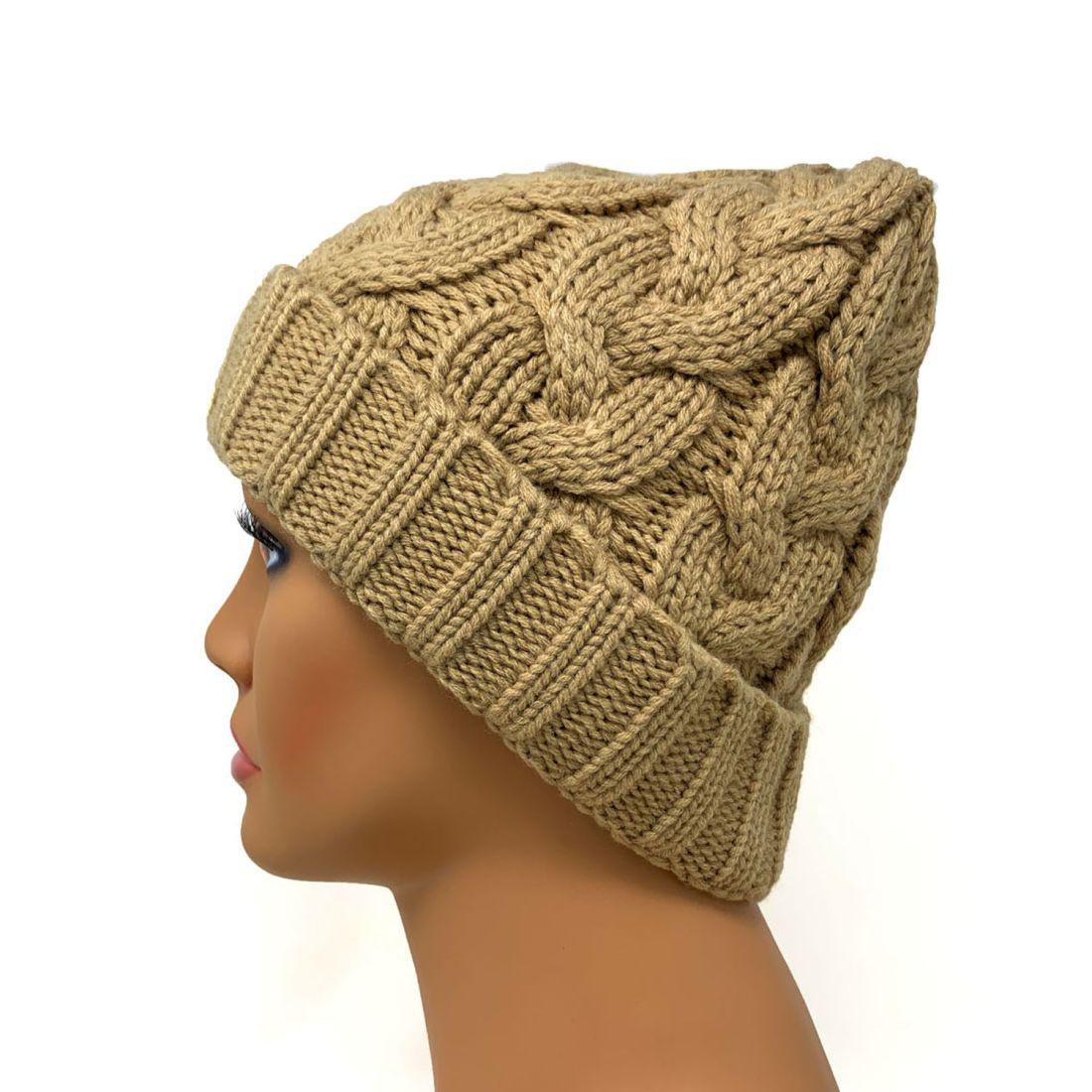 Empire Cove Womens Mens Unisex Winter Warm Solid Cable Knit Cuff Beanie-Black-