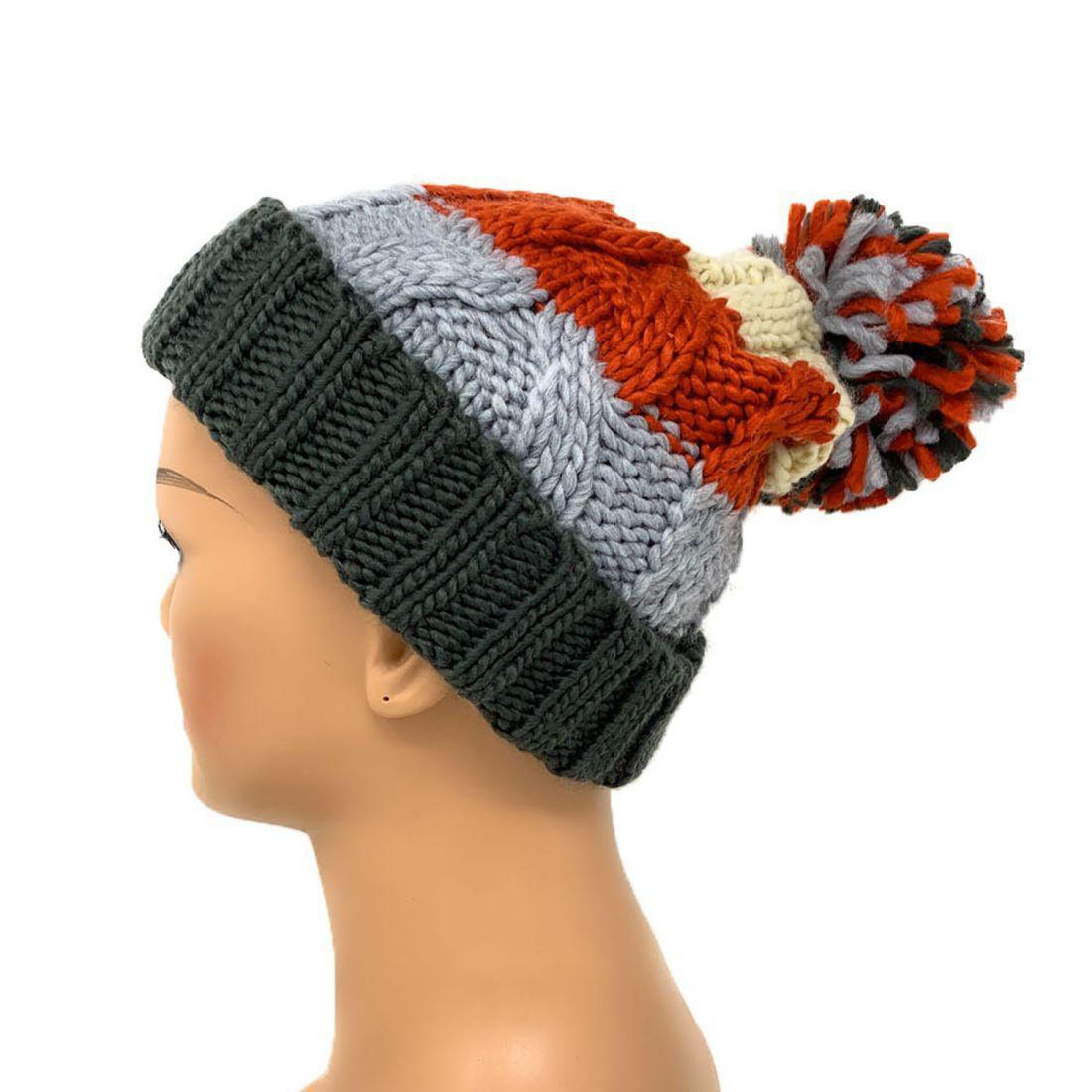 Empire Cove Cable Knit Beanie with Pom Pom Winter Multi Color Womens-Charcoal-