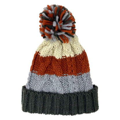 Empire Cove Cable Knit Beanie with Pom Pom Winter Multi Color Womens-Charcoal-