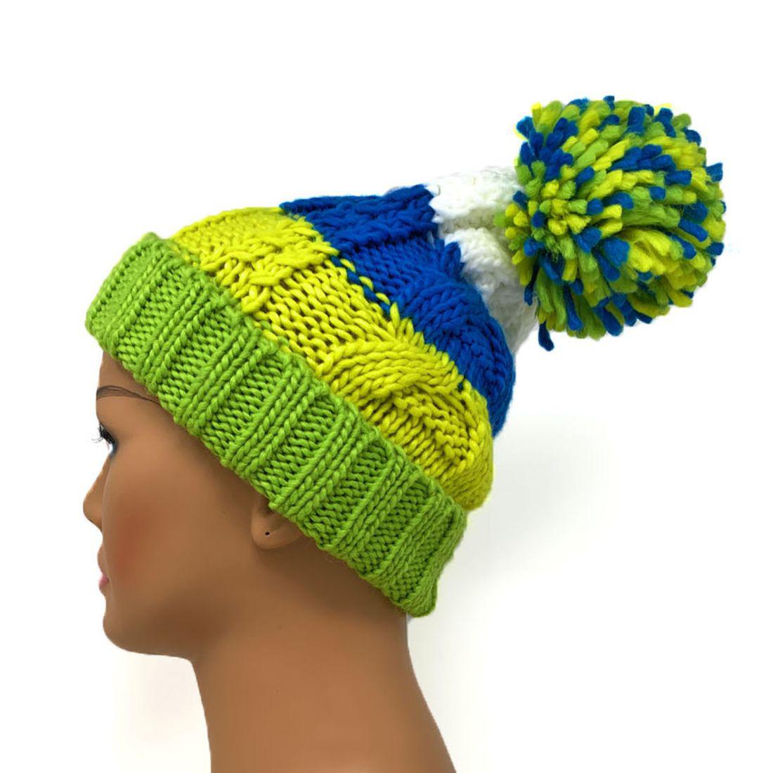 Empire Cove Cable Knit Beanie with Pom Pom Winter Multi Color Womens-Charcoal-