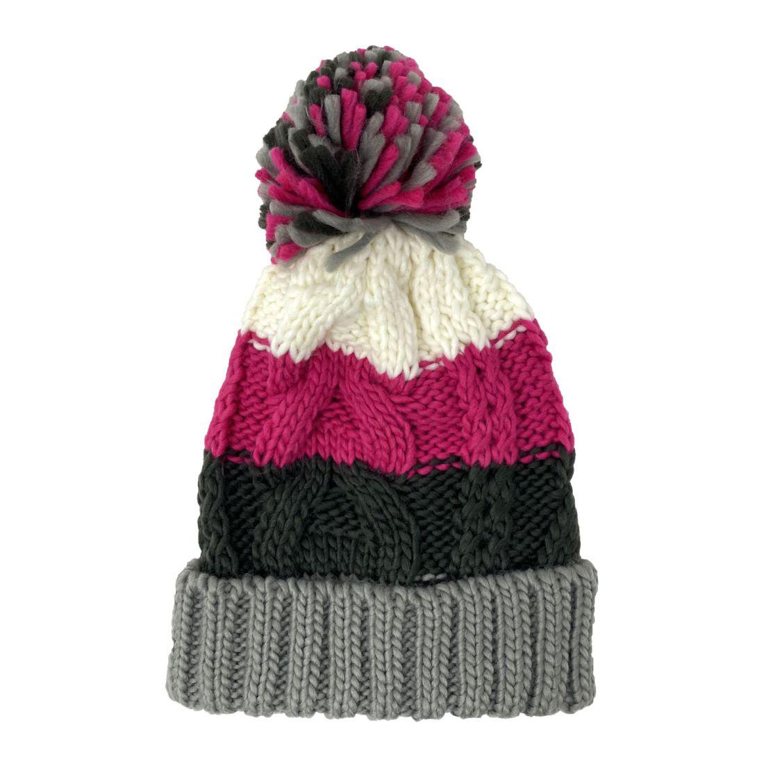 Empire Cove Cable Knit Beanie with Pom Pom Winter Multi Color Womens-Charcoal-