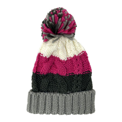 Empire Cove Cable Knit Beanie with Pom Pom Winter Multi Color Womens-Charcoal-