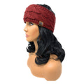 Empire Cove Reversible Headband Beanie Womens Winter Warm Solid Cable Knit-Burgundy-