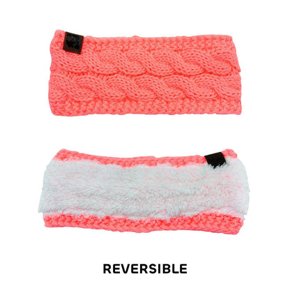 Empire Cove Reversible Headband Beanie Womens Winter Warm Solid Cable Knit-Black-