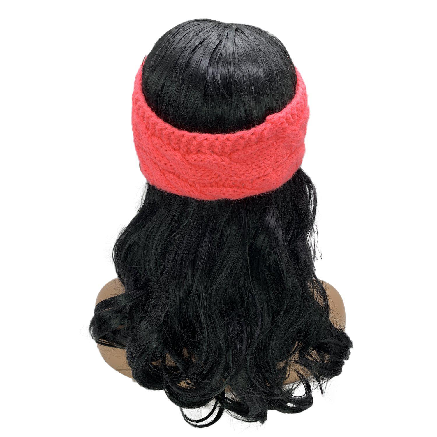 Empire Cove Reversible Headband Beanie Womens Winter Warm Solid Cable Knit-Black-