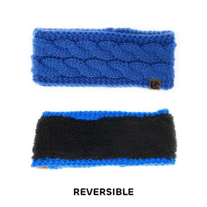 Empire Cove Reversible Headband Beanie Womens Winter Warm Solid Cable Knit-Black-