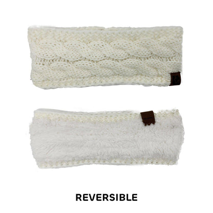 Empire Cove Reversible Headband Beanie Womens Winter Warm Solid Cable Knit-Black-