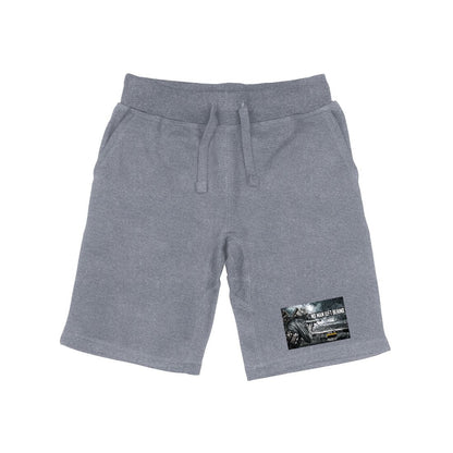 RAPDOM TS6 Fleece Gym Shorts Patriotic Military No Men Left Behind-Heather Grey-Small-