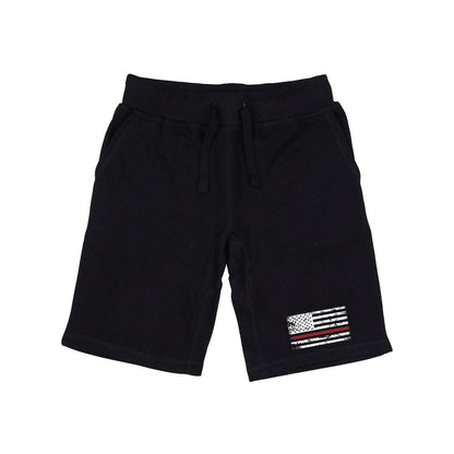 RAPDOM TS6 Fleece Gym Shorts Thin Red Line USA Flag-Black-Small-