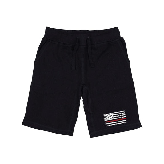 RAPDOM TS6 Fleece Gym Shorts Thin Red Line USA Flag-Black-Small-