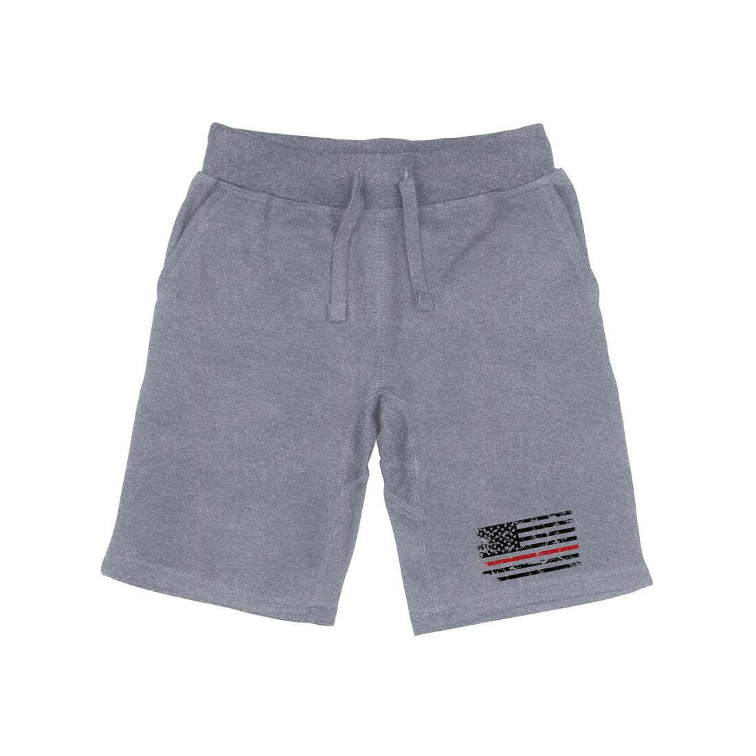 RAPDOM TS6 Fleece Gym Shorts Thin Red Line USA Flag-Heather Grey-Small-