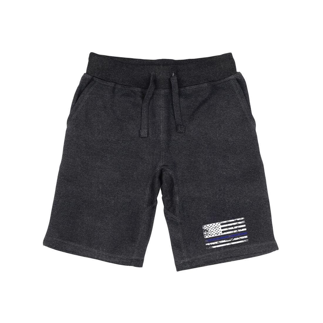 RAPDOM TS6 Fleece Gym Shorts Thin Blue Line USA Flag-Heather Charcoal-Small-