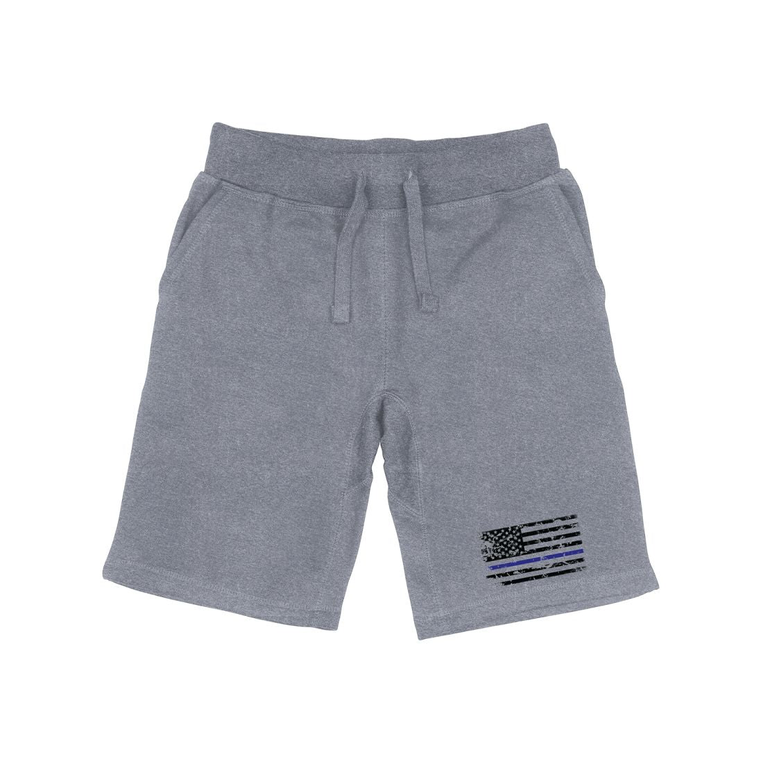 RAPDOM TS6 Fleece Gym Shorts Thin Blue Line USA Flag-Heather Grey-Small-