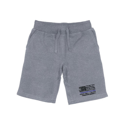 RAPDOM TS6 Fleece Gym Shorts Thin Blue Line USA Flag-Heather Grey-Small-
