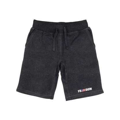 RAPDOM TS6 Fleece Gym Shorts Freedom USA Flag-Heather Charcoal-Small-