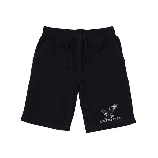 RAPDOM TS6 Fleece Gym Shorts Patriotic Eagle Live Free or Die-Black-Small-