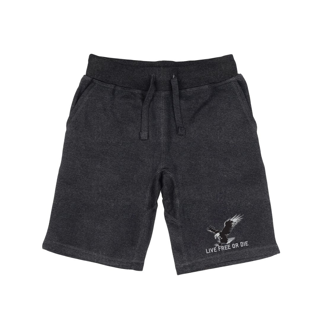 RAPDOM TS6 Fleece Gym Shorts Patriotic Eagle Live Free or Die-Heather Charcoal-Small-