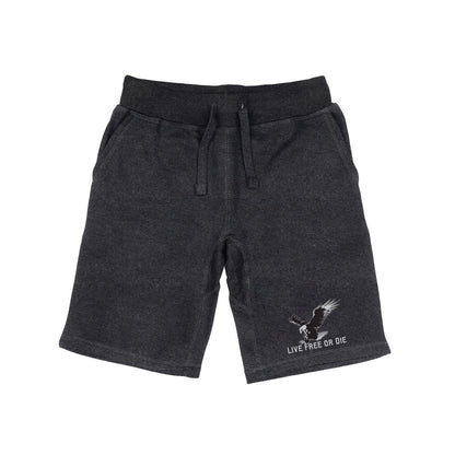 RAPDOM TS6 Fleece Gym Shorts Patriotic Eagle Live Free or Die-Heather Charcoal-Small-