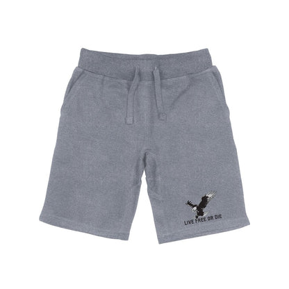 RAPDOM TS6 Fleece Gym Shorts Patriotic Eagle Live Free or Die-Heather Grey-Small-