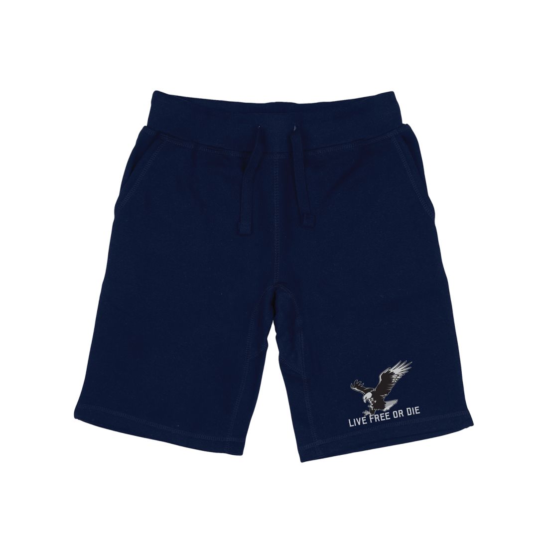 RAPDOM TS6 Fleece Gym Shorts Patriotic Eagle Live Free or Die-Navy-Small-
