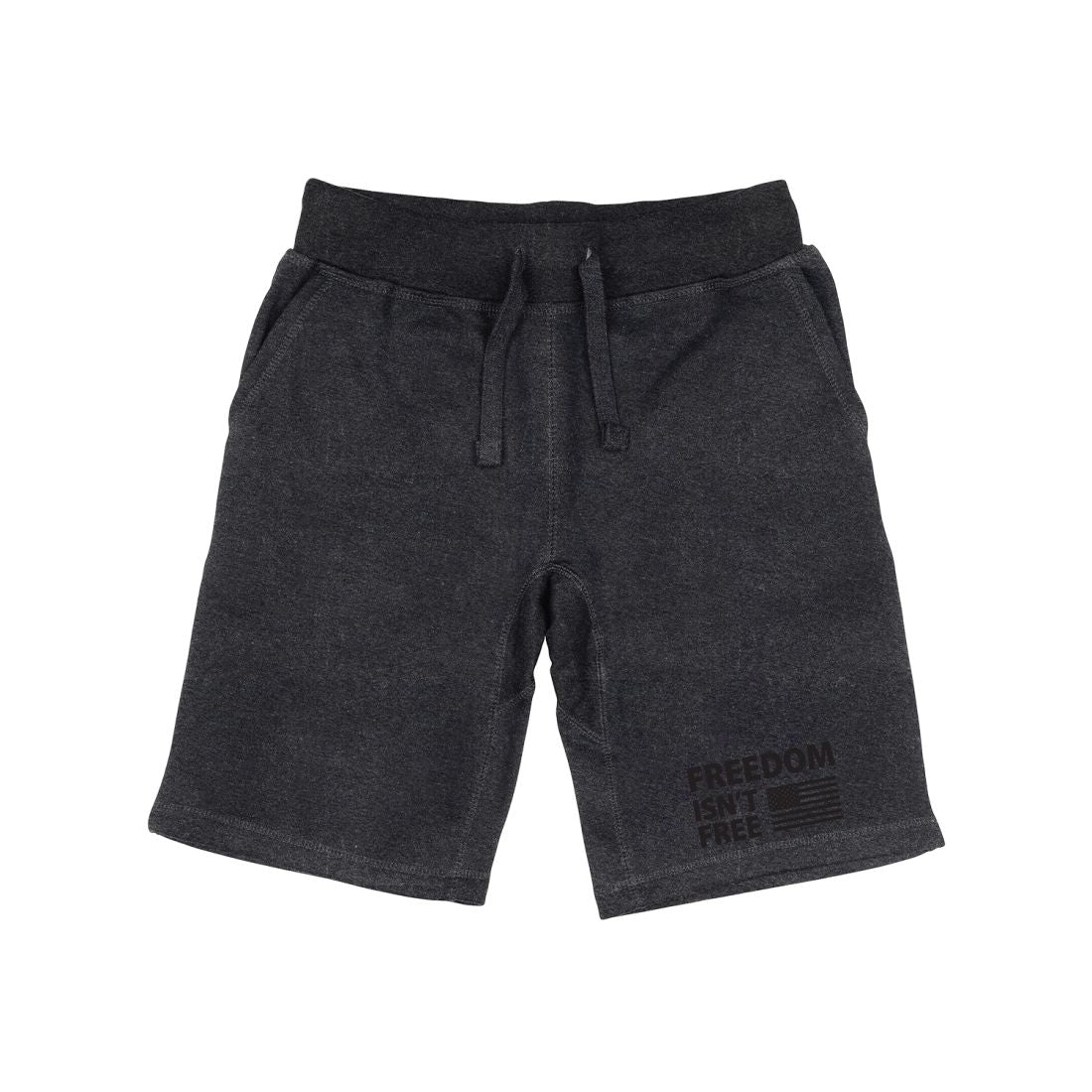 RAPDOM TS6 Fleece Gym Shorts USA Flag Freedom Isn't Free-Heather Charcoal-Small-