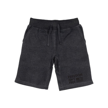 RAPDOM TS6 Fleece Gym Shorts USA Flag Freedom Isn't Free-Heather Charcoal-Small-